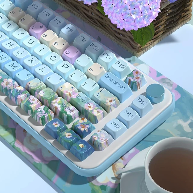 Alt view image 2 of 5 - Daisy Theme keycaps 158 Key PBT keycaps MDA Custom keycap Set is Suitable for 61/87/104/108 Cherry MX Switch and Other Mechanical Keyboards