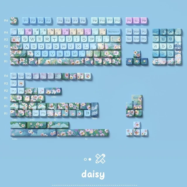 Alt view image 5 of 5 - Daisy Theme keycaps 158 Key PBT keycaps MDA Custom keycap Set is Suitable for 61/87/104/108 Cherry MX Switch and Other Mechanical Keyboards