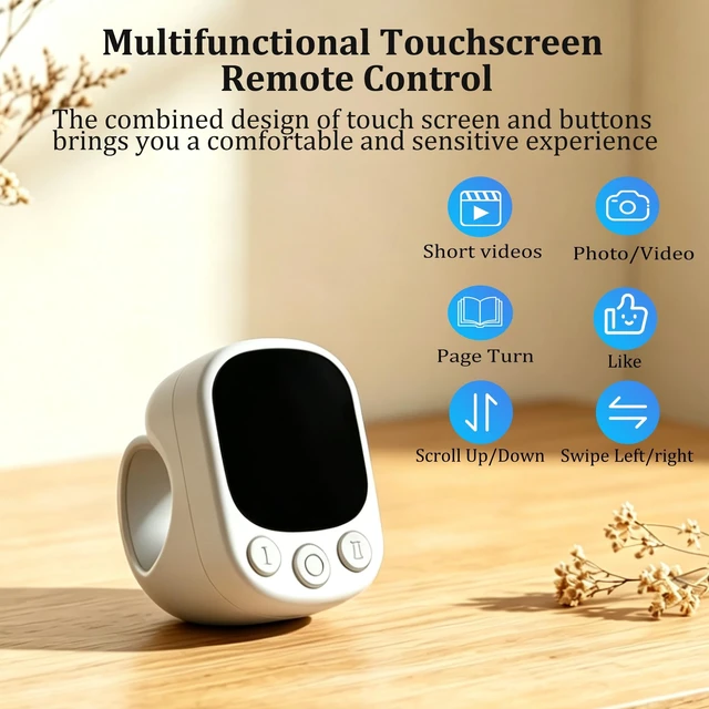 Alt view image 2 of 5 - Bluetooth Air Finger Ring Mouse, Rechargeable Wearable Mini Handheld Mouse, Remote Page Turner for EBook/Short Video Scrolling/Camera Shutter, Compatible with PC, Laptop, Mac, Phone & Tablet-White