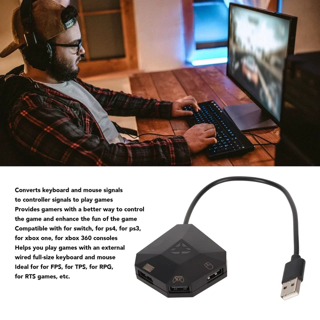 Alt view image 2 of 5 - Keyboard and Mouse Adapter, Game Console Converter with Custom Mapping, Reset Function for PS5 Xbox Switch PC Gaming