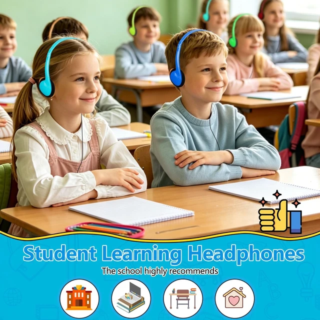 Alt view image 3 of 5 - CNSZSLZ Classroom Headphones Bulk 100 Pack for Kids School,Wired On-Ear