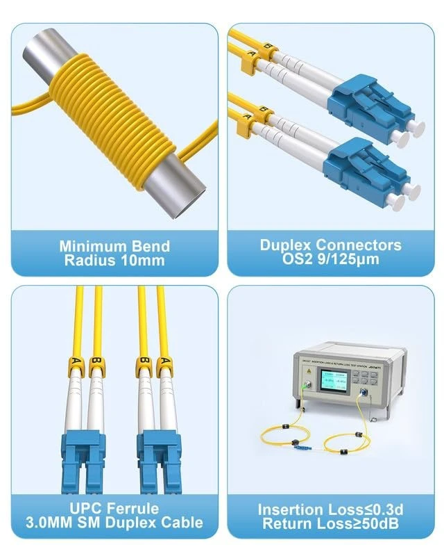 Alt view image 5 of 5 - Foboiu 5 Pack OS2 LC to LC Single Mode Fiber Patch Cable 2m/6ft, Duplex