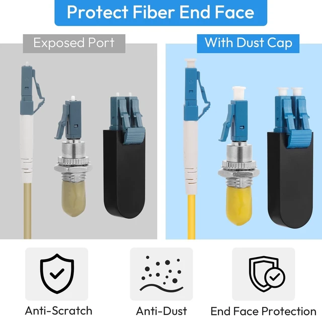 Alt view image 2 of 4 - 1.25mm LC Male Fiber Optic Dust Caps, Anti-Scratch for Patch Cords 100-Pcs