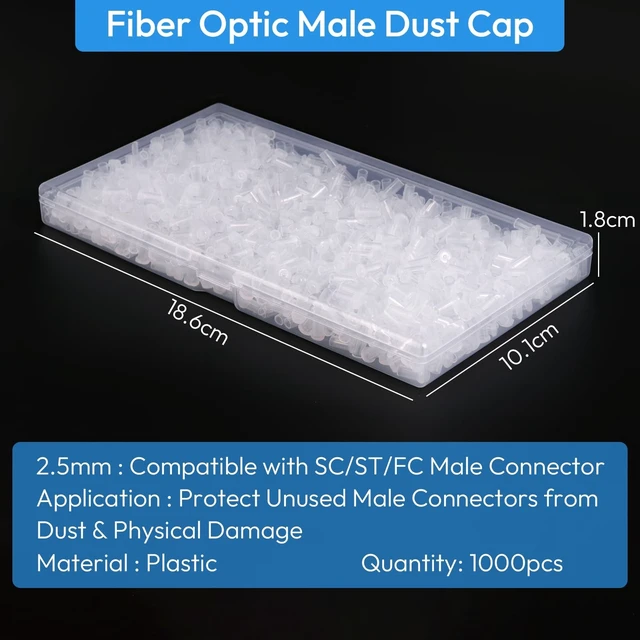 Alt view image 4 of 4 - 1.25mm LC Male Fiber Optic Dust Caps, Anti-Scratch for Patch Cords 100-Pcs
