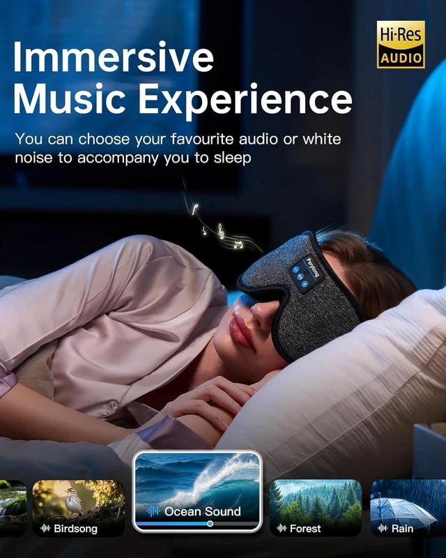 Alt view image 3 of 5 - 2 Pack Sleep Headphones & Sleep Mask Set, Sleep Headband Headphones with Bluetooth Eye Mask, Ultra-Thin HD Stereo Speaker for Side Sleepers, Sports, Workouts, Insomnia, Yoga, Air Travel, Meditation