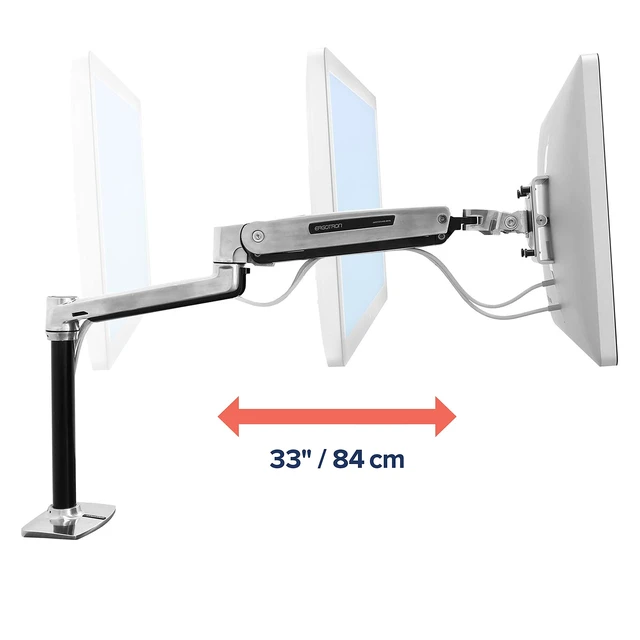 Alt view image 3 of 5 - Ergotron LX Sit-Stand Single Monitor Arm, VESA Desk Mount for Monitors Up to 42 Inches, 7 to 25 lbs Polished Aluminum