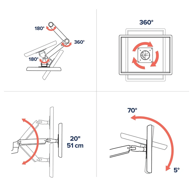 Alt view image 5 of 5 - Ergotron LX Sit-Stand Single Monitor Arm, VESA Desk Mount for Monitors Up to 42 Inches, 7 to 25 lbs Polished Aluminum
