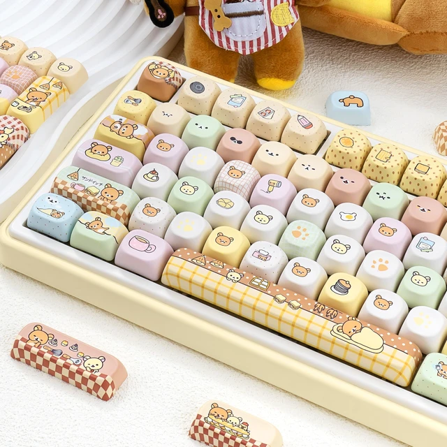 Alt view image 4 of 5 - ZERRIOY Cream Bear Theme 118Keys PBT MOA Profile Dye-Sublimation Keycaps