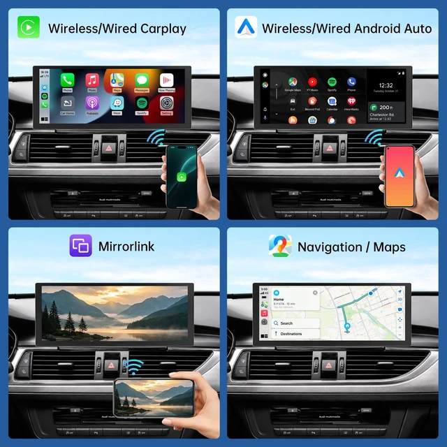 Alt view image 5 of 5 - Road Top 10.25" Ultra-Narrow CarPlay Screen for Audi A6 A7 MIB2 (2016-2018)