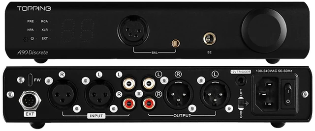 Main image of Topping A90 Discrete Headphone Amplifier 4-Pin-XLR 4.4 Symmetrical NFCA Fully Discrete Symmetrical Amplifier 9800 mW x 2 Output Power 2 Amplification Settings Black