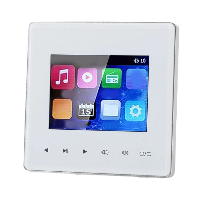 Alt view image 2 of 5 - LUCKDANO Smart Bluetooth Wall Amplifier 2.8 Inch HD Touch Key with FM Radio Timing On Off Background Music Player Control Panel for Ceiling Speaker