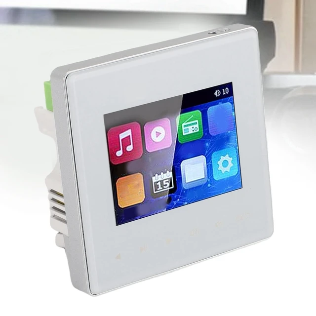 Alt view image 3 of 5 - LUCKDANO Smart Bluetooth Wall Amplifier 2.8 Inch HD Touch Key with FM Radio Timing On Off Background Music Player Control Panel for Ceiling Speaker