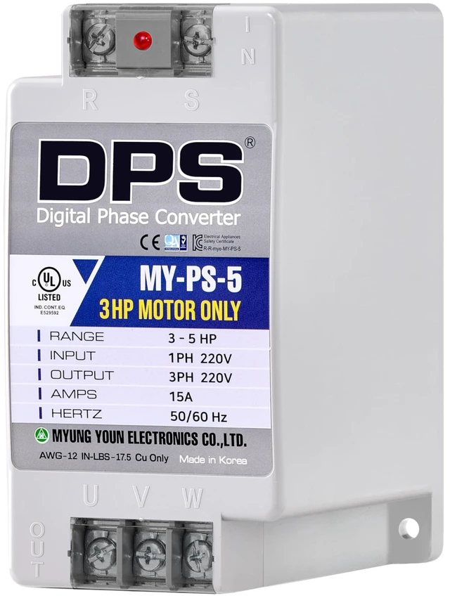 Main image of DPS Digital Phase Converter 5HP My-PS-5, Single to 3 Phase, 15A 200-240V