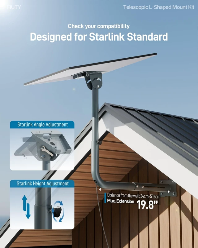 Alt view image 4 of 5 - Starlink Mount for Standard 4/4X/Gen3/V3, Metal Starlink Roof Mount