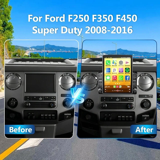 Alt view image 2 of 5 - 4Core 64G Android 14 Car Radio for Ford F250 F350 F450 Super Duty 2008-2016 with Wireless CarPlay Android Auto, 9.7" 2 Din Touchscreen Car Stereo Head Unit w/Bluetooth GPS WiFi FM Mirror Link C