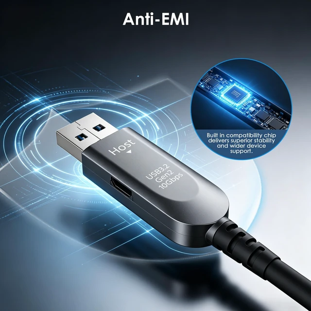 Alt view image 5 of 5 - 4K 60Hz USB C Fiber Optic Cable 50FT, 10Gbps USB 3.2 Gen 2 USB A to USB C Data Cable for Webcams, VR, Conference Systems, Logitech, Azure, ClickShare, Intel RealSense (No Video Out to Monit