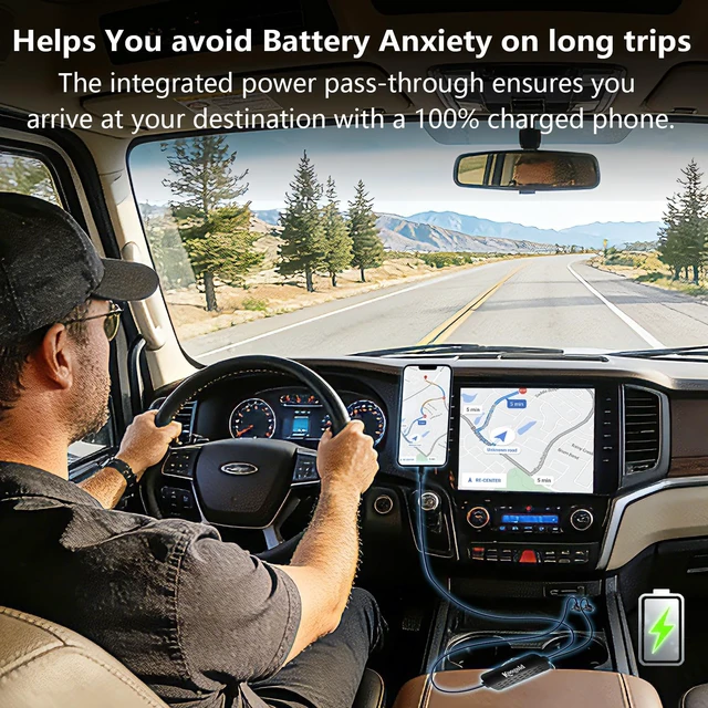 Alt view image 2 of 5 - Koogold Wireless CarPlay Adapter, Screen Mirroring Dongle, Voice Control
