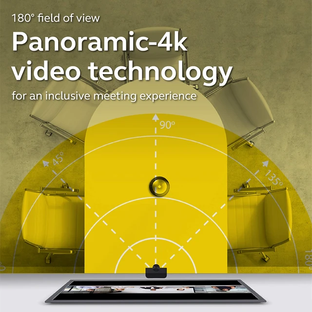 Alt view image 2 of 5 - Jabra PanaCast Intelligent 180 Panoramic-4K Huddle Room Video Camera Inclusive Video Conferencing Camera with Full Room Coverage, Easy to Set-Up Wide Angle Webcam for Streaming