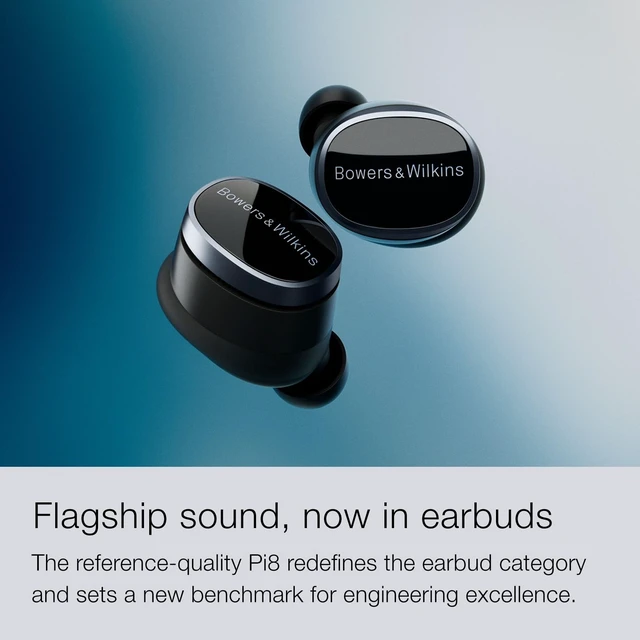 Alt view image 4 of 5 - Bowers & Wilkins Pi8 Wireless Earbuds (Anthracite Black), Bluetooth Earphones with Qualcomm Chipset & aptX Lossless, Active Noise Cancelling Earbuds, 3 Built-in Mics, 15-Min Quick Charging (use