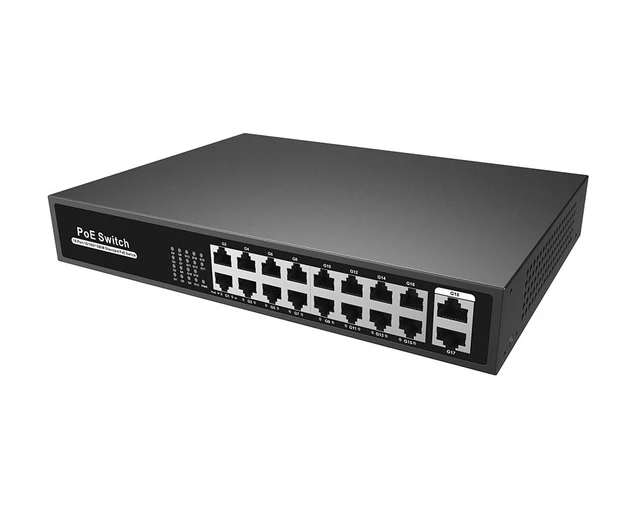 Alt view image 2 of 3 - GemaVision 250W 16CH Unmanaged Gigabit PoE Switch has 16*10/100/1000M Base-T RJ45 Ports, Plug-and-Play, Up to 30W Max Power Per Port,POE16CH-250W
