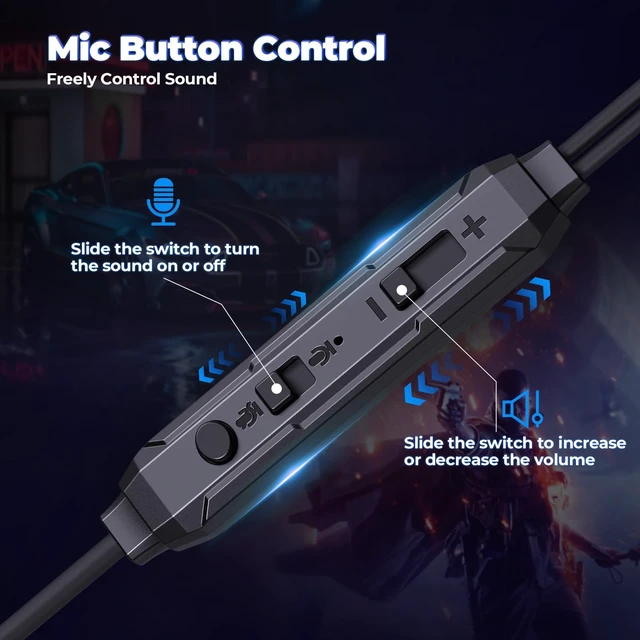 Alt view image 5 of 5 - Wired Gaming Earbuds with Dual Mic for Mobile, Deep Bass, Volume Control