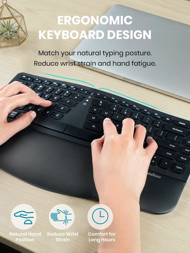 Alt view image 4 of 5 - Perixx PERIDUO-606IIA 3-in-1 Wireless Compact Ergonomic Keyboard with Vertical Mouse and Numeric Keypad - Quiet Keys & Clicks - US English