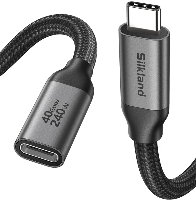Main image of Silkland 40Gbps USB4 USB C Extension Cable 240W for Thunderbolt 4, 5 FT