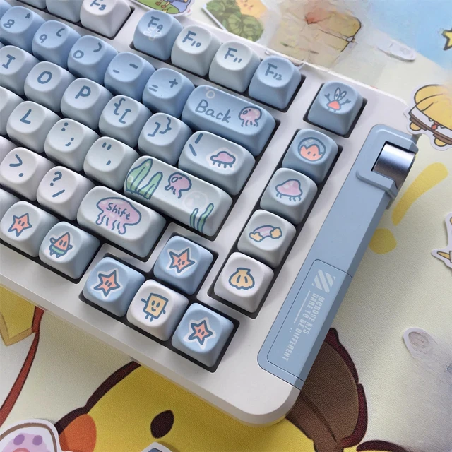 Alt view image 5 of 5 - ZERRIOY PBT 124 Keys - Bule Ocean Cute Anime Themed MOA Profile Keycaps