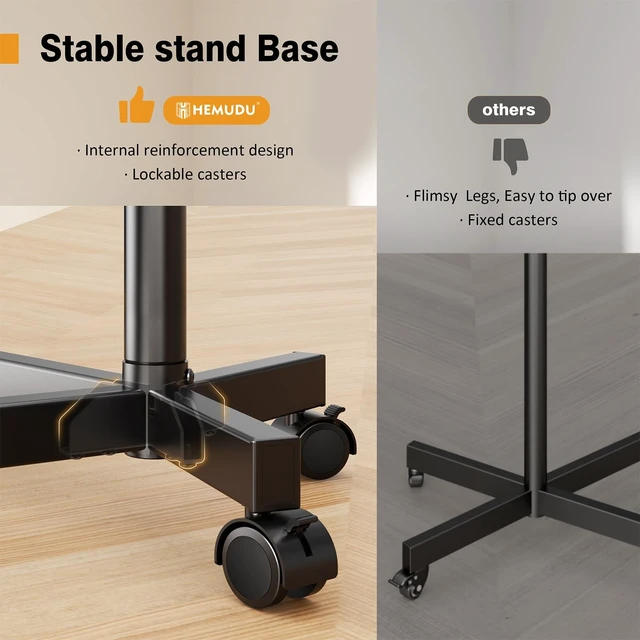 Alt view image 4 of 5 - Mobile TV Stand with Power Outlets, Floor Portable TV Stand with Wheels for 23-60 Inch LCD LED OLED Panel Screen TVs with Rotation Socket Around the Pole Height Adjustable Tilt, RollingTV Cart Black