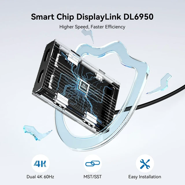 Alt view image 4 of 5 - ACASIS USB C to Dual HDMI DisplayLink Adapter for Mac M1/M2/M3/M4/Windows