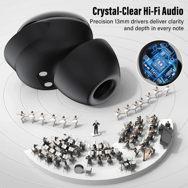 Alt view image 2 of 5 - VEKJ Mini Wireless Sleep Earbuds with Smart Touch Screen for Side Sleepers