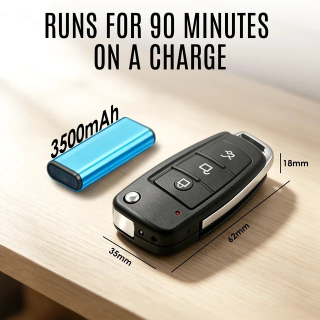 Alt view image 5 of 5 - isecumated Mini Hidden Spy Carkey Camera, Portable Security Cam with 32G