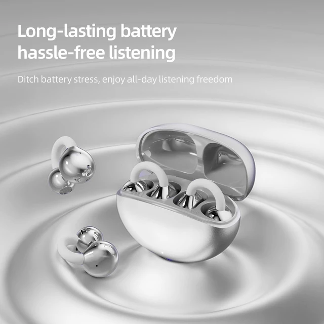Alt view image 5 of 5 - Open Ear Earbuds Clip On Headphones Wireless Earbuds for Workout(Silver)