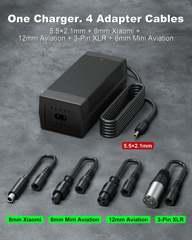 Alt view image 3 of 5 - VHBW 54.6V 2A Charger Compatible with Ride1Up 700 Series Portola Turris