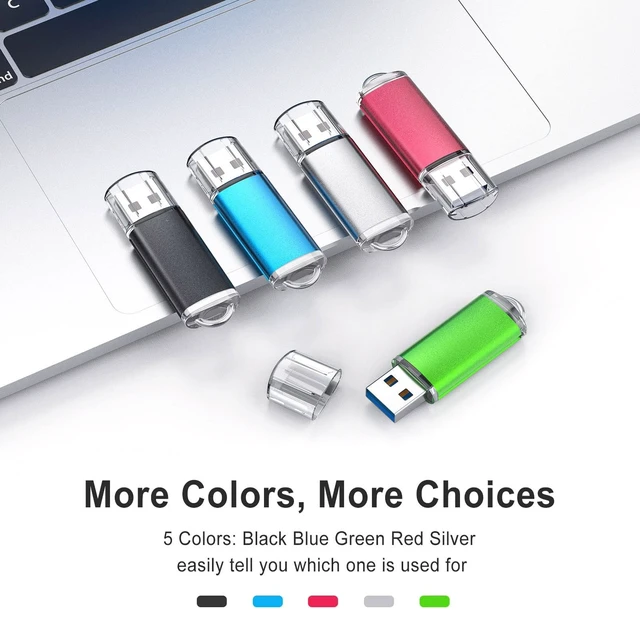 Alt view image 5 of 5 - TOPESEL USB Flash Drive 5 Pack 64GB USB 3.0 Thumb Drive High Speed 64 gb Flash Drive USB Stick Memory Sticks USB Drives 64GB for PC laptops (5 Mixed Colors: Black Blue Green Red Silver)