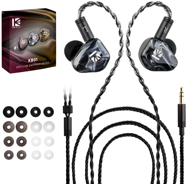 Main image of KBEAR KB01 in Ear Monitor, 10mm Beryllium Diaphragm Dynamic Driver IEMs, HiFi Gaming Earbuds with Clarity Sound 3D-Printed Resin Shell, 6N OFC 2PIN Cable for Musicians Audio Engineers Singers (White)