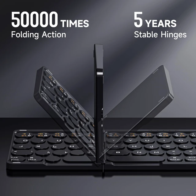 Alt view image 4 of 5 - Arsandyn Folding Bluetooth Keyboard with Touchpad,Portable Ultra Slim Full Size Wireless Foldable Travel Keyboard, Compatible with iOS Android Windows,Black