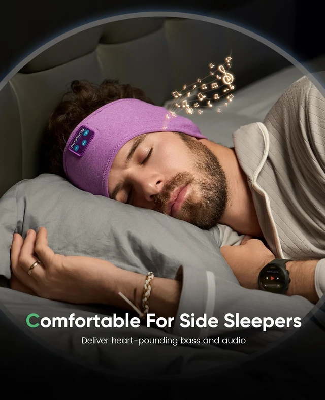 Alt view image 2 of 5 - Sleep Headphones with Blackout Sleep Mask, Lie on Your Side Like You Always Wanted - Zero Ear Pressure, 14+ Hour Battery, Drift Off to Music in Total Darkness - Bluetooth Earphones for Side Sleepers