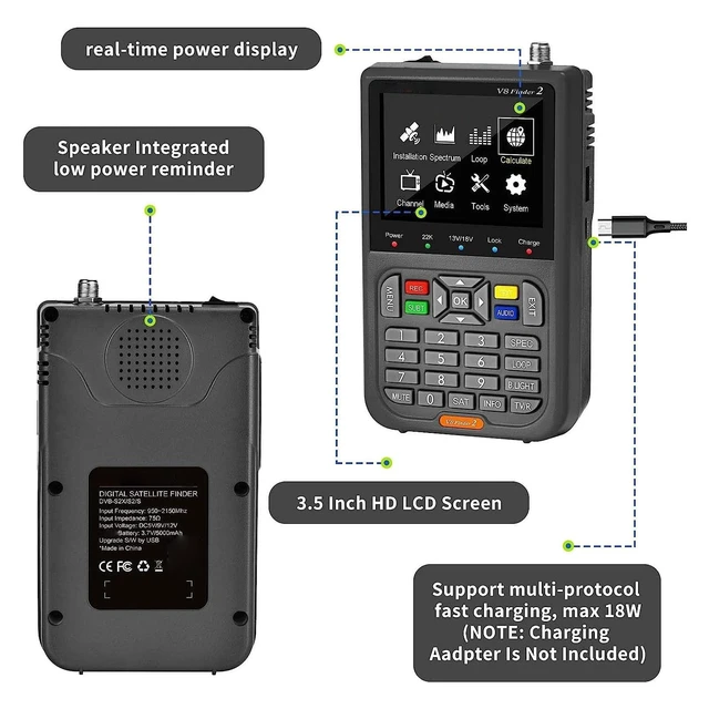 Alt view image 2 of 5 - Hilitand Satellite Finder Meter Finder Meter for Dish Network FTA Built in Battery LCD Screen for Adjusting Sat TV Dish