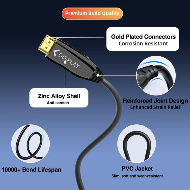 Alt view image 2 of 5 - Fiber Optic HDMI Cable 66ft, 4K Long HDMI 2.0 Cable, 18Gbps 4K@60Hz High Speed HDMI Cord with HDR ARC HDCP 2.2, Slim & Flexible, No Signal Loss, Electrical Cables for Projector TV PS5 Xbox Laptop