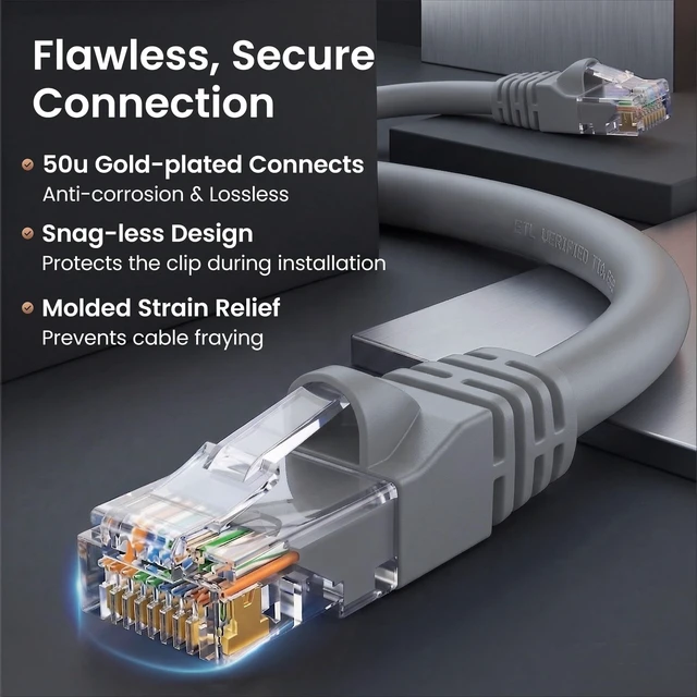 Alt view image 4 of 5 - GEARit Cat6 Patch Cables Cat 6 Ethernet Cable 3 ft 24-Pack Gray
