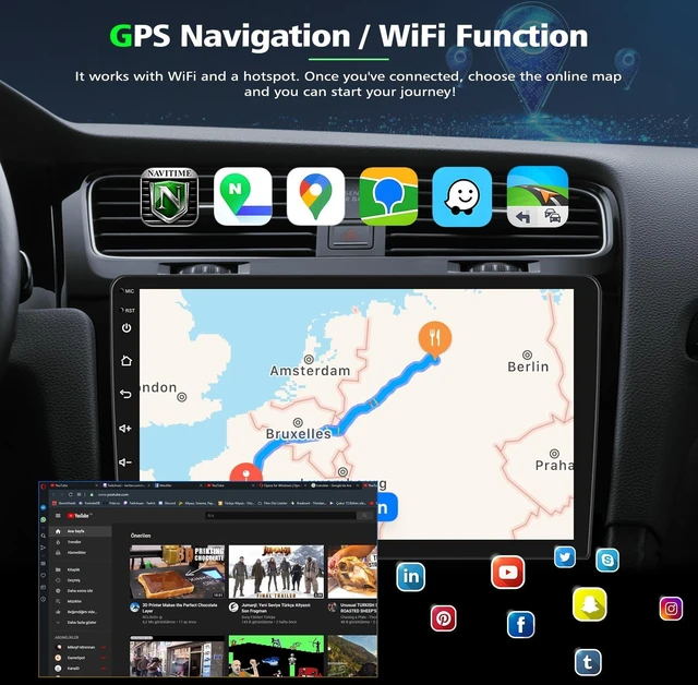 Alt view image 3 of 5 - Double Din Car Stereo Radio for 2005 2006 2007 2008 2009 2010 Jeep Grand Cherokee with Wireless Carplay Android Auto 7IN Touchscreen for Jeep Grand Cherokee Car Stereo GPS WiFi FM DSP SWC-2+64G