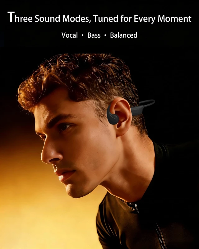Alt view image 2 of 4 - Vonlaxi Bone Conduction Open Ear Bluetooth 6.0 Headphones, Mic Included, 3 EQ Modes, Anti Audio Leak, Dual Pairing, 10H Play, 25g Light, IP65 Waterproof for Outdoor Sports