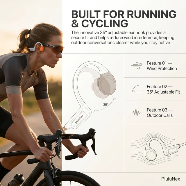 Alt view image 3 of 5 - Open Ear Headphones for Running, Cycling & Sports, Bluetooth 6.0 Wireless Headphones with 13H Playtime, IP68 Sweatproof Design, Lightweight 32g Sport Headphones for Gym, Workout & Outdoor Adven