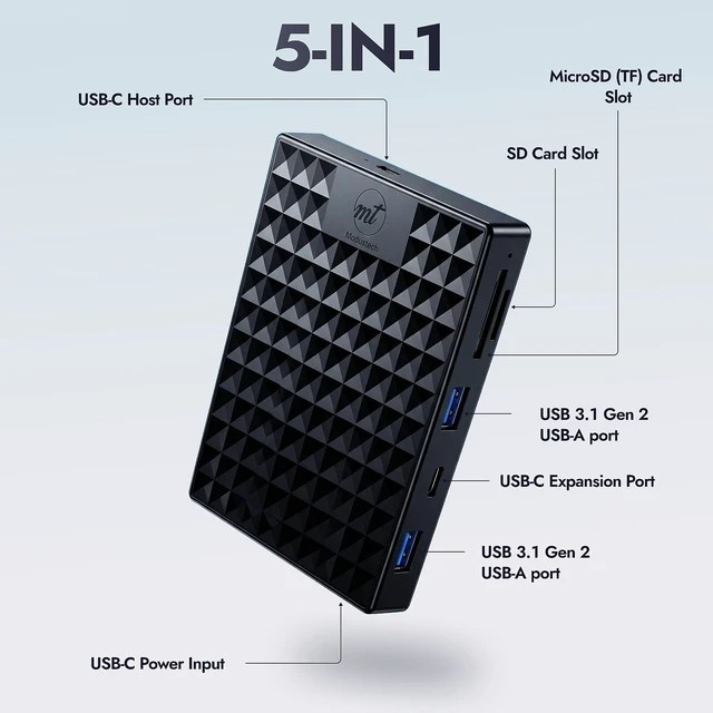 Alt view image 3 of 5 - ModusTech Nexus 500GB Portable External Hard Drive with Built-in Docking Station 5-in-1 USBC Hub, USB 3.1 10Gbps, SD & MicroSD, Bus-Powered, Compatible with MacBook, Laptop, iPad (500GB + 5-IN-1 DOCK)