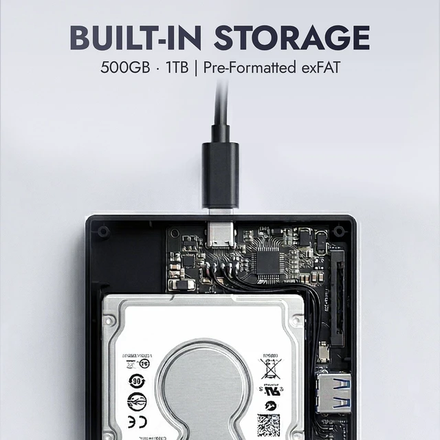 Alt view image 4 of 5 - ModusTech Nexus 500GB Portable External Hard Drive with Built-in Docking Station 5-in-1 USBC Hub, USB 3.1 10Gbps, SD & MicroSD, Bus-Powered, Compatible with MacBook, Laptop, iPad (500GB + 5-IN-1 DOCK)