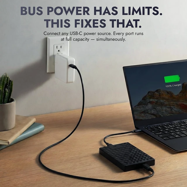 Alt view image 5 of 5 - ModusTech Nexus 500GB Portable External Hard Drive with Built-in Docking Station 5-in-1 USBC Hub, USB 3.1 10Gbps, SD & MicroSD, Bus-Powered, Compatible with MacBook, Laptop, iPad (500GB + 5-IN-1 DOCK)