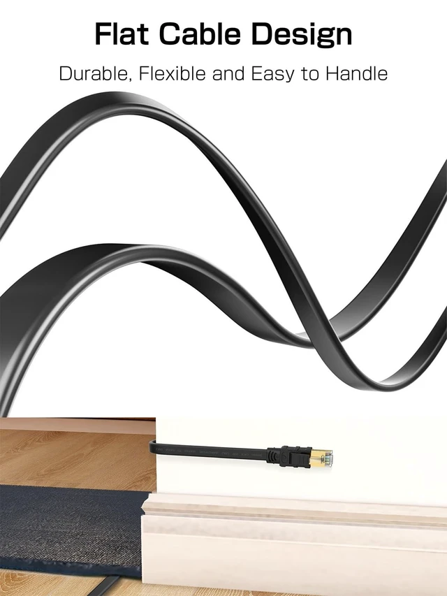 Alt view image 5 of 5 - Senetem Cat 8 Ethernet Cable 100FT, 40Gbps Flat RJ45 LAN Network Cable