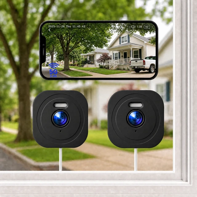 Main image of Cluzine 4MP 2K Window Camera, Anti-Glare Color Night Vision, 2 Pack