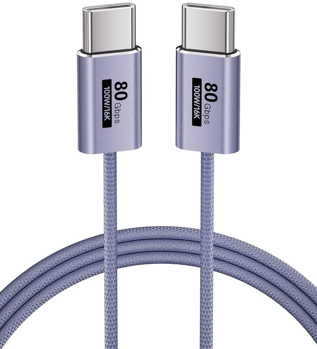 Main image of KMMXXCPMPurple,3.3FTThin USB C Cable 80Gbps Data Transfer Compatible with Thunderbolt 5/4/3,Slim Connector,C to C Cable 100W Fast Charging,16K/8K/4K HD Video for Monitor,MacBook,iPhone 17/16,Docking